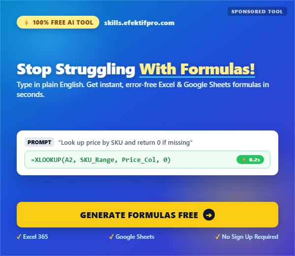 ⚡ Instant Formula Generator - Excel & Google Sheets AI Tool